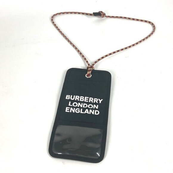 BURBERRY Neck with Strap logo Card Case Pass Case Pouch Nylon Black
